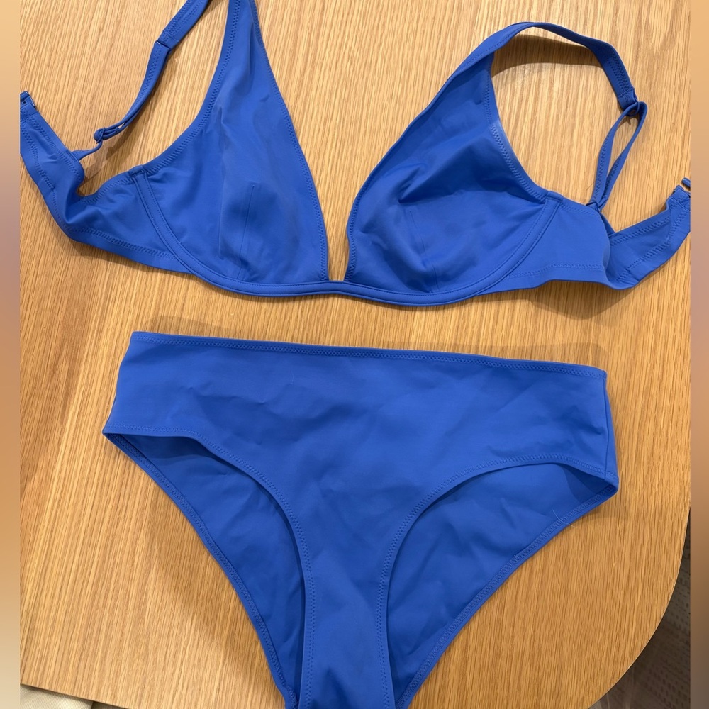 cos bright blue bikini